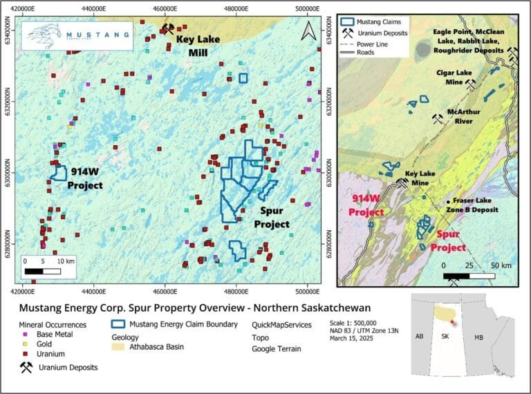 Mustang Energy Expands Spur Project South of the Athabasca Basin, Saskatchewan and Enters Marketing Services Agreements