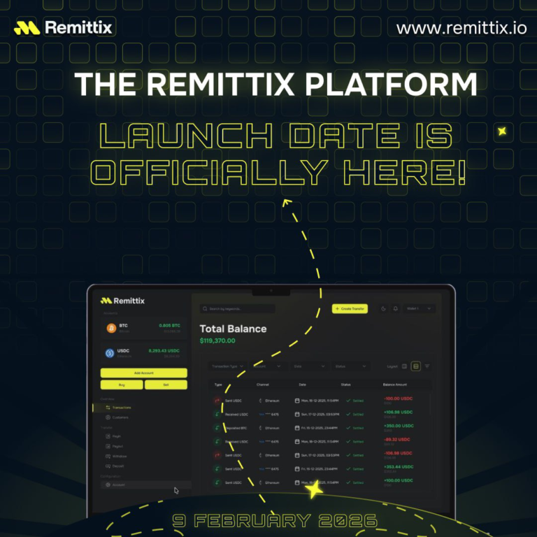 Remittix Platform Launch Official: Crypto Payments Ecosystem to Open Globally on February 9