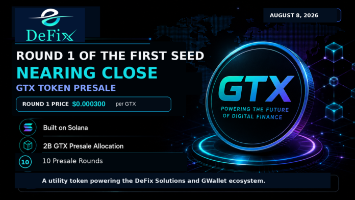 DeFix Solutions Nears Completion of Round 1 in the First Seed Sale of GTX Token
